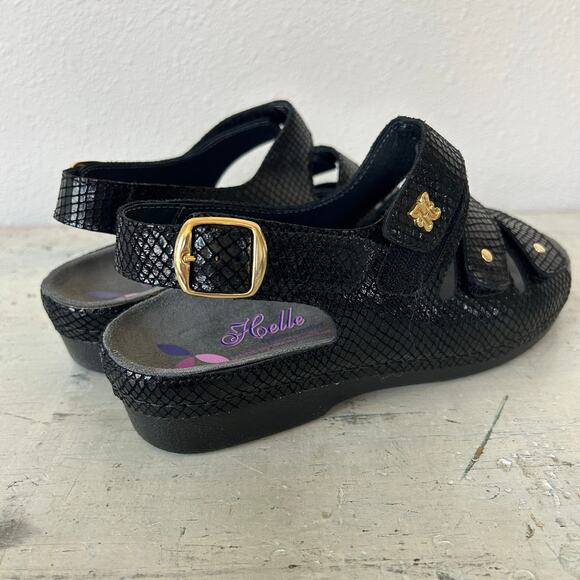 Helle Comfort 356-F Tulin Black Leather Orthotic Adjustable sling back Sandal 39 - Picture 9 of 16